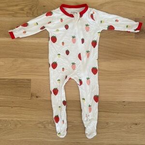 Rare Kytebaby Bamboo Zippered Infant Footie in Original Strawberry